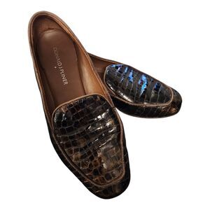 Donald J. Pliner Crocodile-Embossed Women’s Helene Loafers Bronze Black Size 6.5